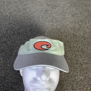 Costa Hat Visor Strap Back Mens One Size Green Cotton Twill Lined Adjustable